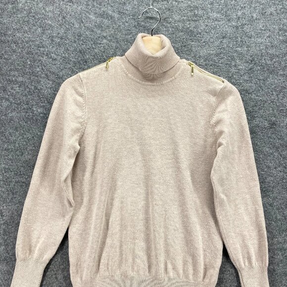 Joseph A. Sweater Pullover Women S Small Beige Turtleneck Knit Rayon Long Sleeve - Picture 3 of 7
